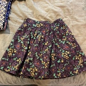 J Crew Purple Patterned Skirt with Elastic Waist and Pockets